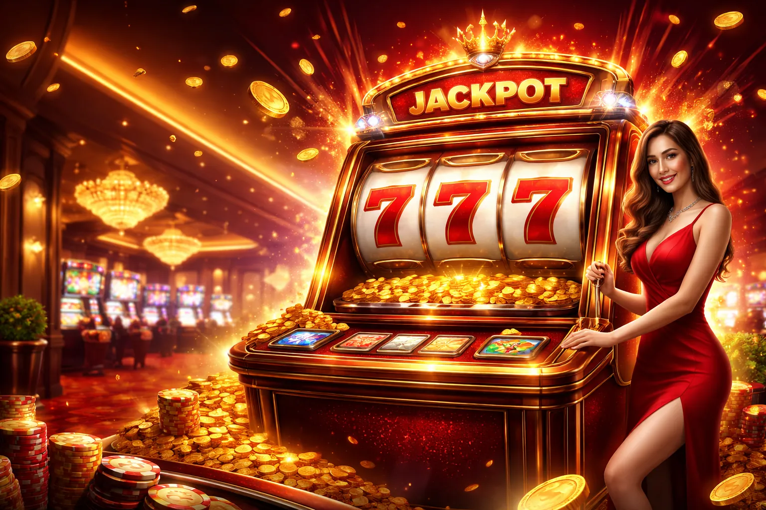 Hình ảnh chính 36win Nổ Hũ với biểu tượng jackpot và tiền vàng